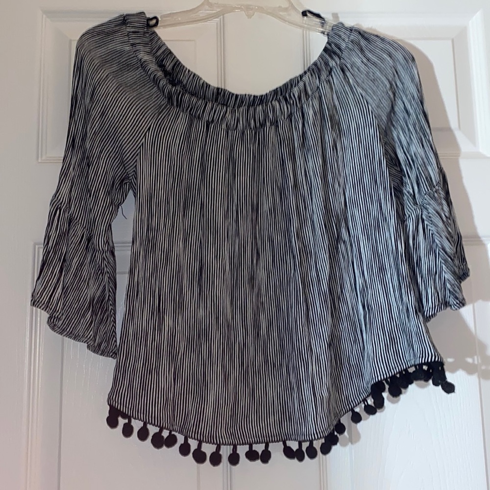 Current+Project Striped Off the Shoulder